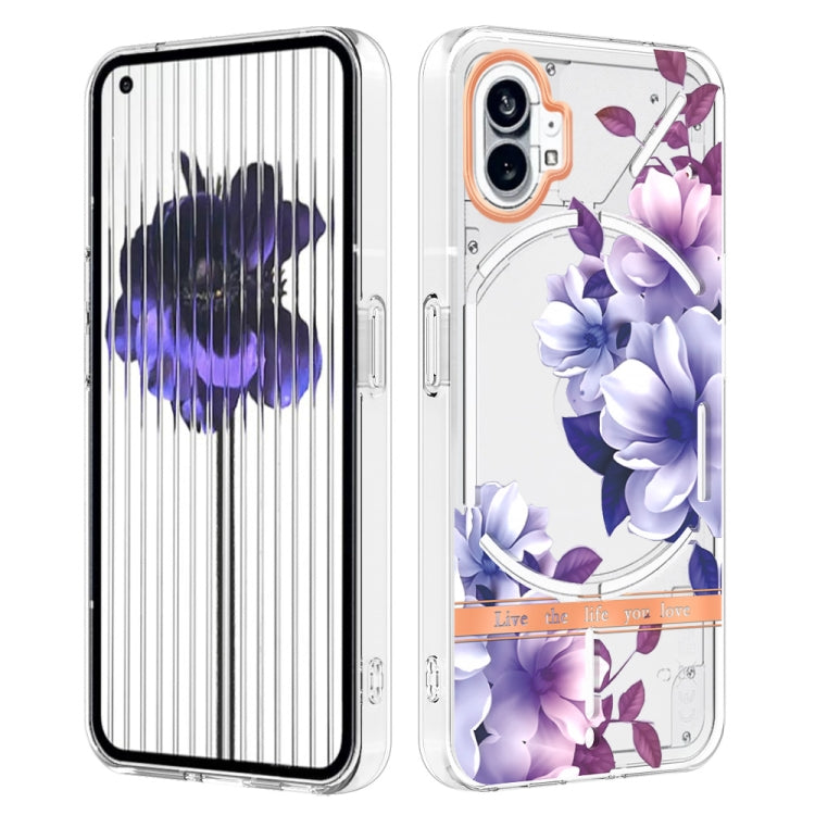 For Nothing Phone 1 Flowers and Plants Series IMD TPU Phone Case(Purple Begonia) - Nothing Cases by buy2fix | Online Shopping UK | buy2fix