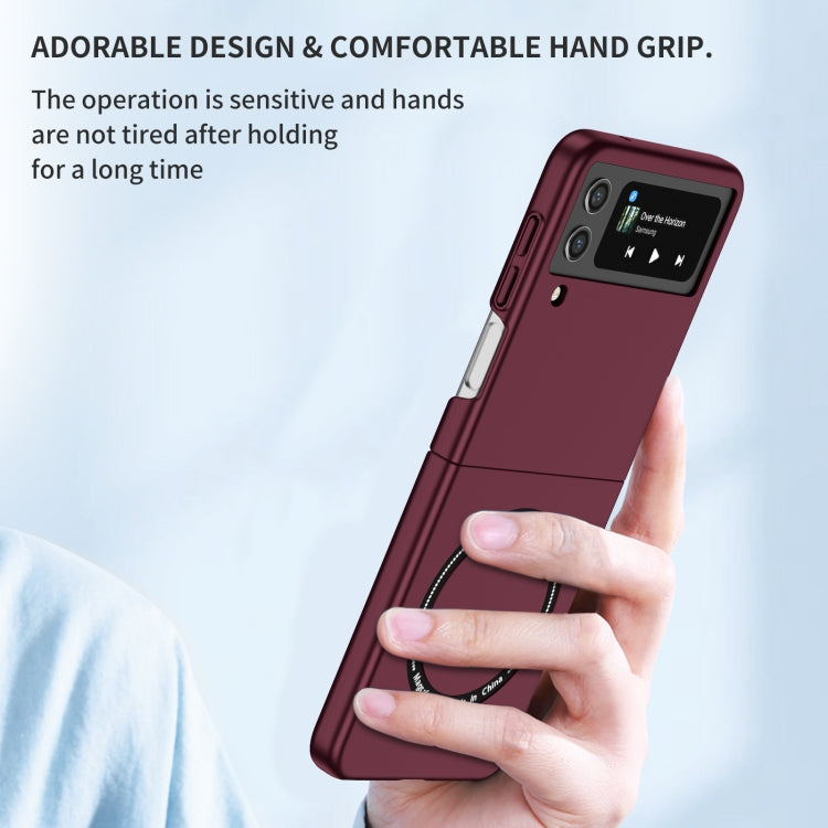 For Samsung Galaxy Z Flip4 Magsafe Magnetic Folding PC Phone Case(Wine Red) by buy2fix