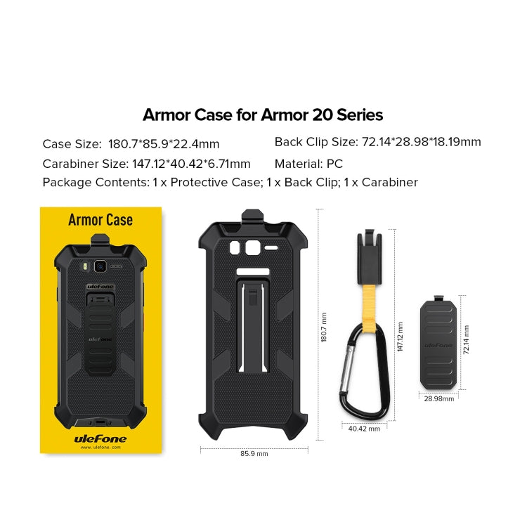For Ulefone Armor 20WT Ulefone Back Clip Phone Case with Carabiner (Black) by Ulefone