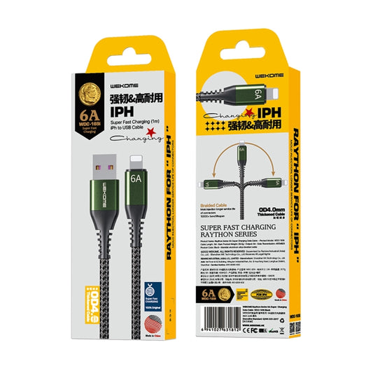 WEKOME WDC-169I Raython Series 6A USB to 8 Pin Fast Charge Data Cable Length: 1m(Black) by WK