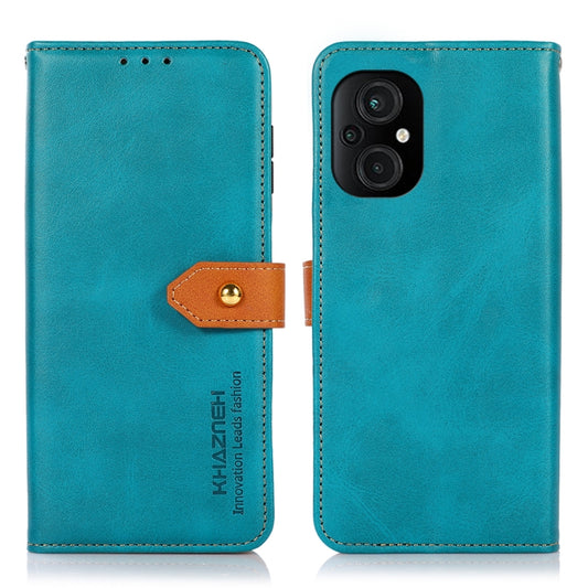 For Xiaomi Poco M4 5G/M5 5G KHAZNEH Dual-color Cowhide Texture Flip Leather Phone Case(Blue) by buy2fix