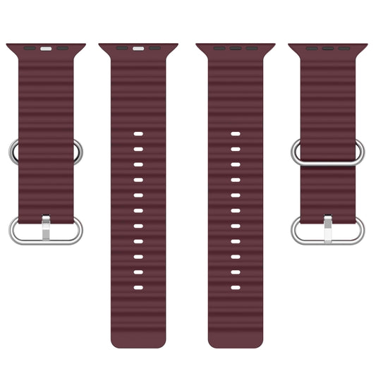 Ocean Silicone Watch Band for Apple Watch Series 8&7 41mm / SE 2&6&SE&5&4 40mm / 3&2&1 38mm (Wine Red) by buy2fix