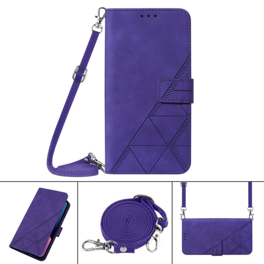 For Motorola Moto G32 Crossbody 3D Embossed Flip Leather Phone Case(Purple) by buy2fix