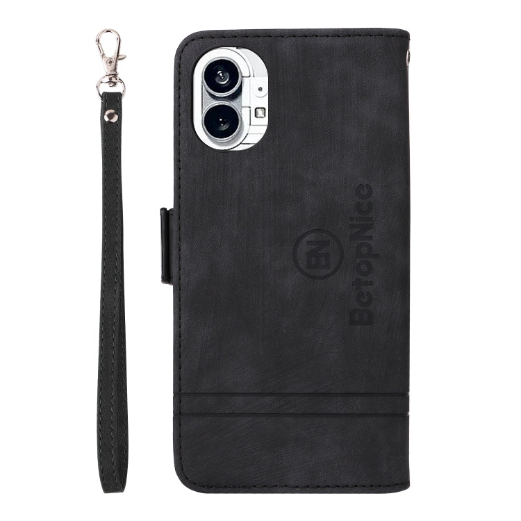 For Nothing Phone 1 BETOPNICE Dual-side Buckle Leather Phone Case(Black) - Nothing Cases by BETOPNICE | Online Shopping UK | buy2fix