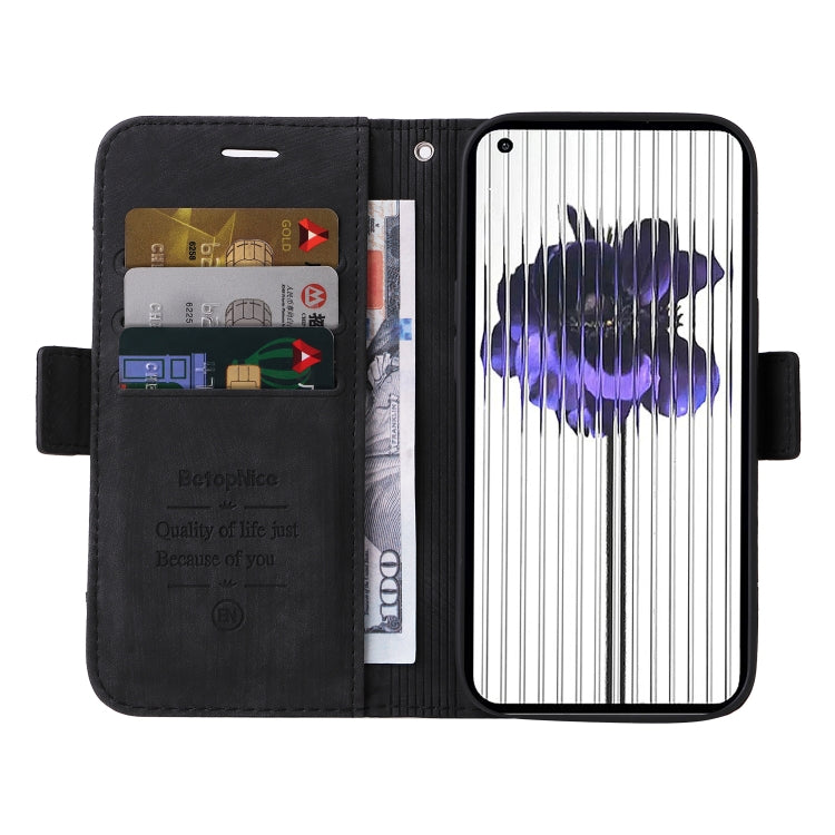 For Nothing Phone 1 BETOPNICE Dual-side Buckle Leather Phone Case(Black) - Nothing Cases by BETOPNICE | Online Shopping UK | buy2fix