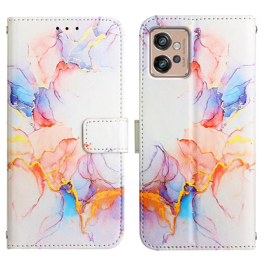 For Motorola Moto G32 PT003 Marble Pattern Flip Leather Phone Case(Marble White) by buy2fix