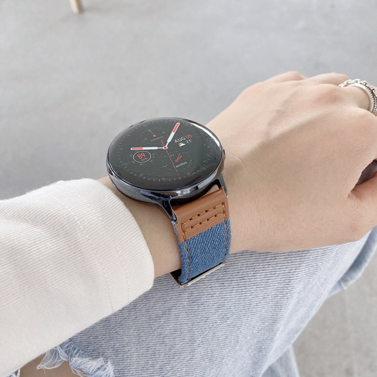 22mm Denim Leather Watch Band(Black B) - 22mm Bands by buy2fix | Online Shopping UK | buy2fix