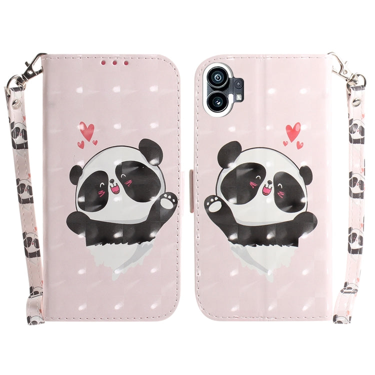 For Nothing Phone 1 3D Colored Horizontal Flip Leather Phone Case(Heart Panda) - Nothing Cases by buy2fix | Online Shopping UK | buy2fix
