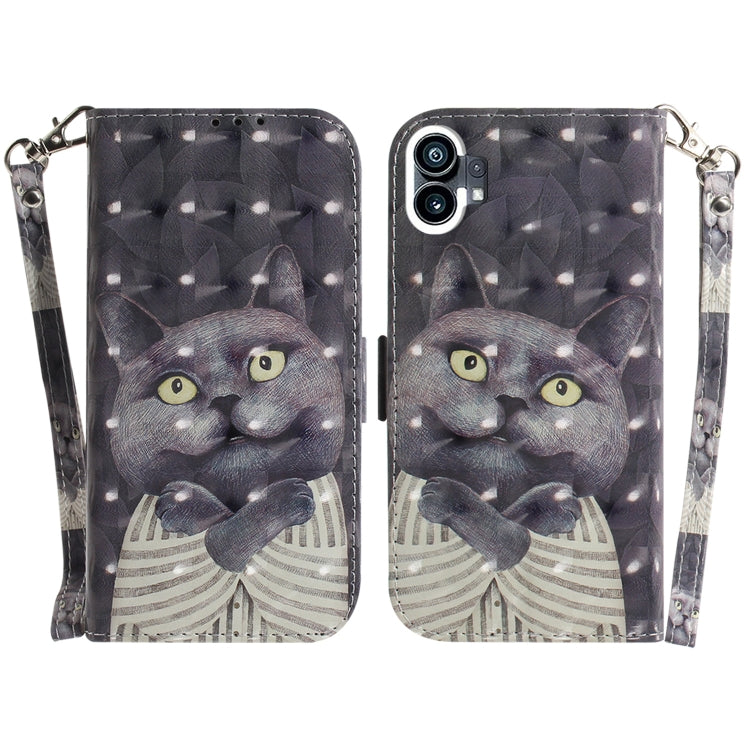 For Nothing Phone 1 3D Colored Horizontal Flip Leather Phone Case(Hug Cat) - Nothing Cases by buy2fix | Online Shopping UK | buy2fix