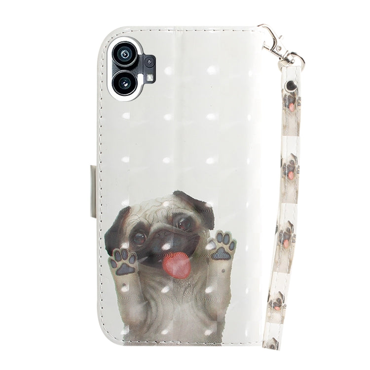For Nothing Phone 1 3D Colored Horizontal Flip Leather Phone Case(Pug) - Nothing Cases by buy2fix | Online Shopping UK | buy2fix