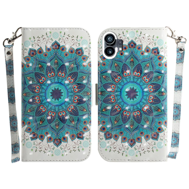 For Nothing Phone 1 3D Colored Horizontal Flip Leather Phone Case(Peacock Wreath) - Nothing Cases by buy2fix | Online Shopping UK | buy2fix