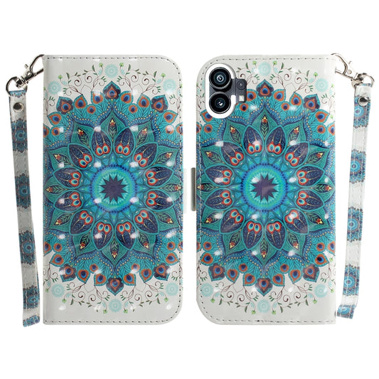 For Nothing Phone 1 3D Colored Horizontal Flip Leather Phone Case(Peacock Wreath) - Nothing Cases by buy2fix | Online Shopping UK | buy2fix