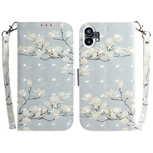 For Nothing Phone 1 3D Colored Horizontal Flip Leather Phone Case(Magnolia) - Nothing Cases by buy2fix | Online Shopping UK | buy2fix