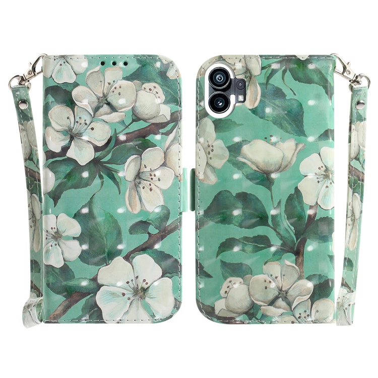 For Nothing Phone 1 3D Colored Horizontal Flip Leather Phone Case(Watercolor Flower) - Nothing Cases by buy2fix | Online Shopping UK | buy2fix
