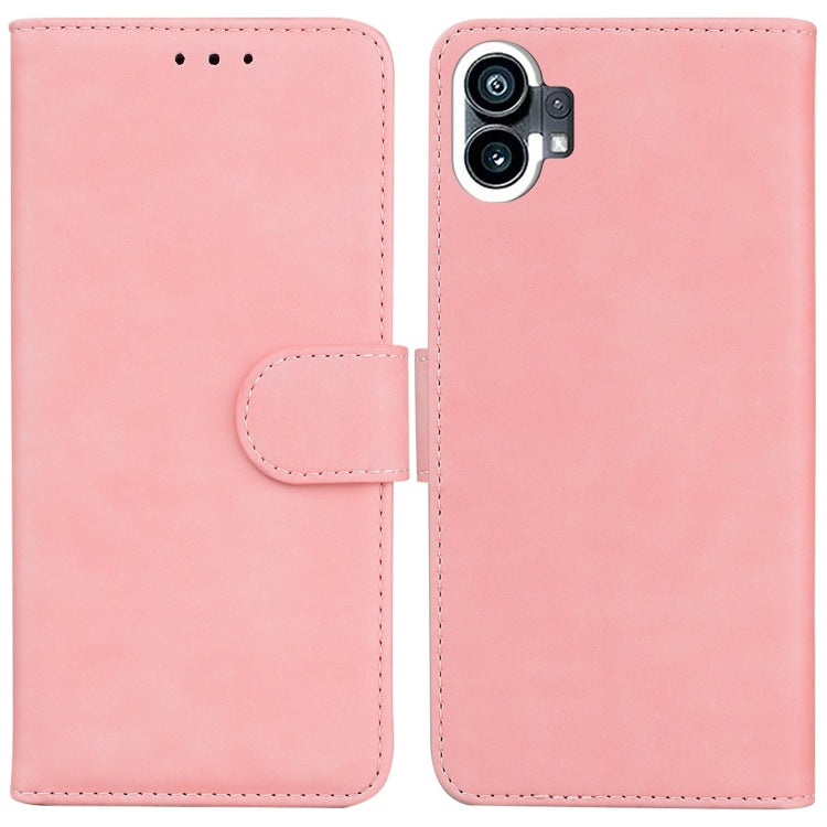 For Nothing Phone 1 Skin Feel Pure Color Flip Leather Phone Case(Pink) - Nothing Cases by buy2fix | Online Shopping UK | buy2fix