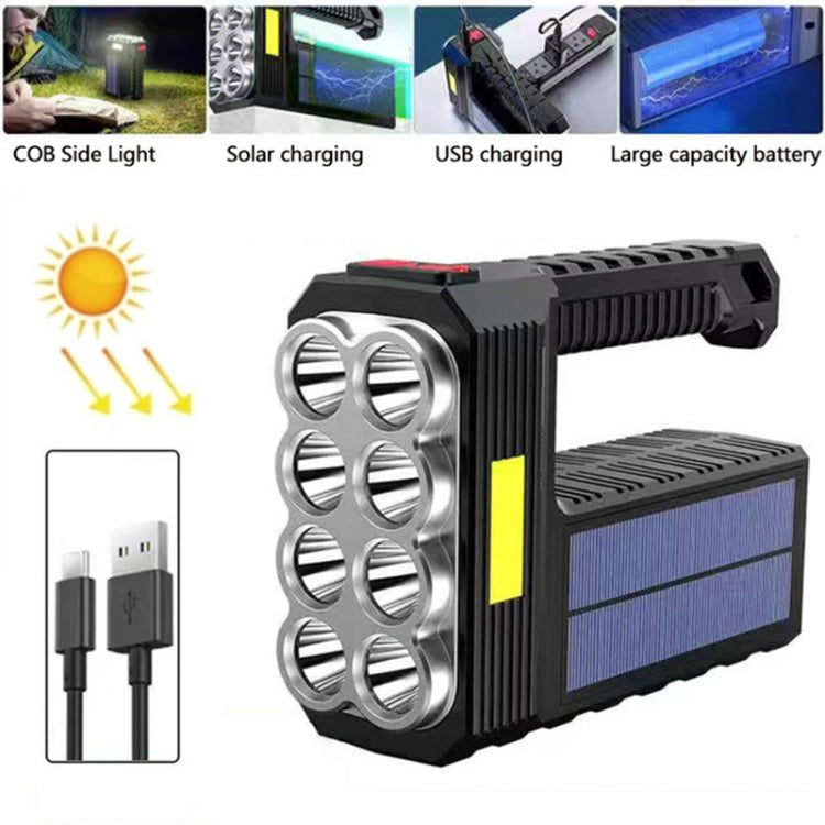 Solar Charging Super Bright Waterproof 8 LED Camping Flashlight Lamp - LED Flashlight by buy2fix | Online Shopping UK | buy2fix