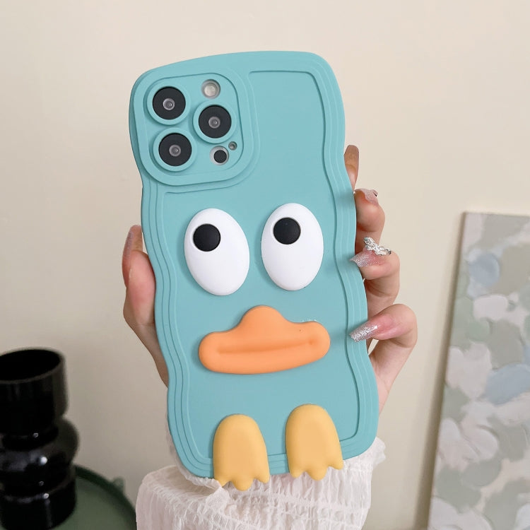 For iPhone 11 Wave Edge Big Duck Silicone Phone Case with Wristband(Blue) - iPhone 11 Cases by buy2fix | Online Shopping UK | buy2fix