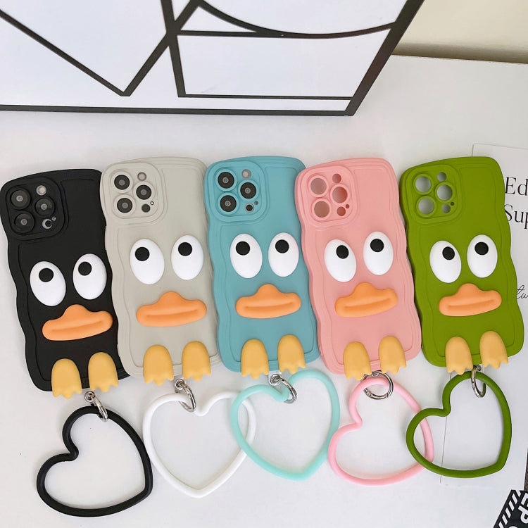 For iPhone 11 Wave Edge Big Duck Silicone Phone Case with Wristband(Black) - iPhone 11 Cases by buy2fix | Online Shopping UK | buy2fix