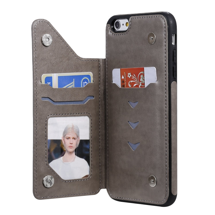 For iPhone 6s / 6 Skull Head Embossing Pattern Shockproof Protective Case with Holder & Card Slots & Wallet(Grey) - More iPhone Cases by buy2fix | Online Shopping UK | buy2fix