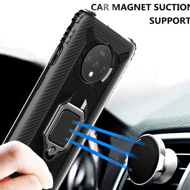 For OnePlus 7T Carbon Fiber Protective Case with 360 Degree Rotating Ring Holder(Black) - OnePlus Cases by buy2fix | Online Shopping UK | buy2fix