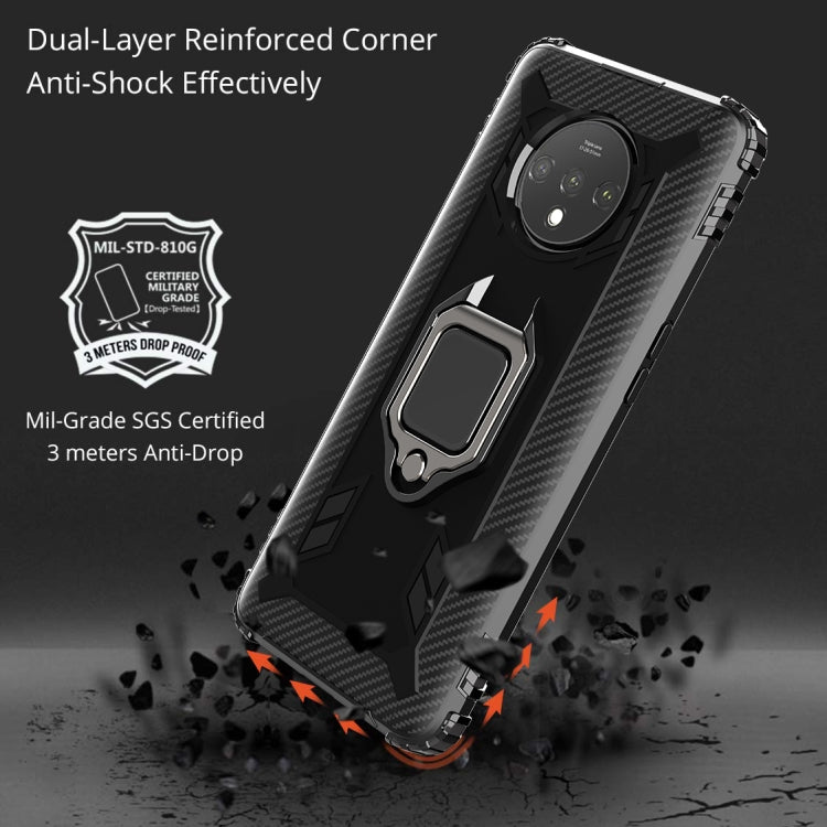 For OnePlus 7T Carbon Fiber Protective Case with 360 Degree Rotating Ring Holder(Black) - OnePlus Cases by buy2fix | Online Shopping UK | buy2fix