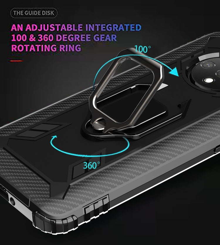 For OnePlus 7T Carbon Fiber Protective Case with 360 Degree Rotating Ring Holder(Black) - OnePlus Cases by buy2fix | Online Shopping UK | buy2fix