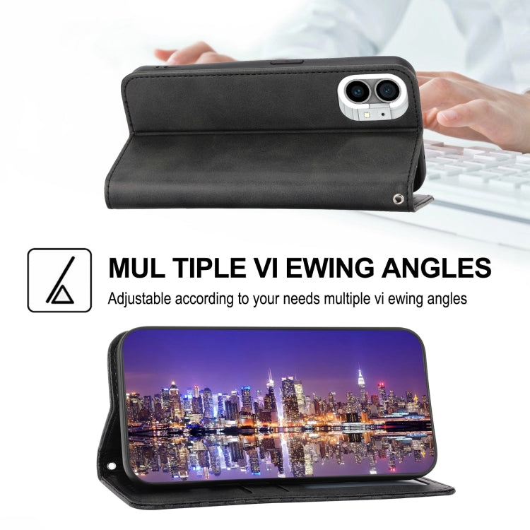 For Nothing Phone 1 Cubic Grid Calf Texture Magnetic Closure Leather Phone Case(Black) - Nothing Cases by buy2fix | Online Shopping UK | buy2fix