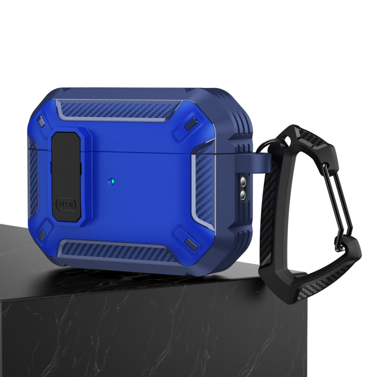For AirPods Pro 2 Shield Shockproof Earphone Protective Case with Hook(Blue) - For AirPods Pro 2 by buy2fix | Online Shopping UK | buy2fix