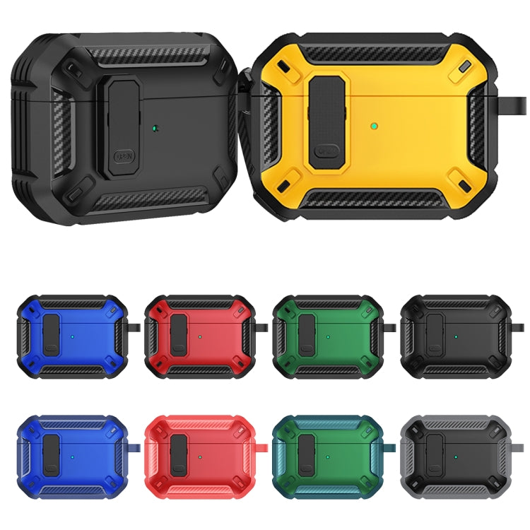 For AirPods Pro 2 Shield Shockproof Earphone Protective Case with Hook(Blue) - For AirPods Pro 2 by buy2fix | Online Shopping UK | buy2fix