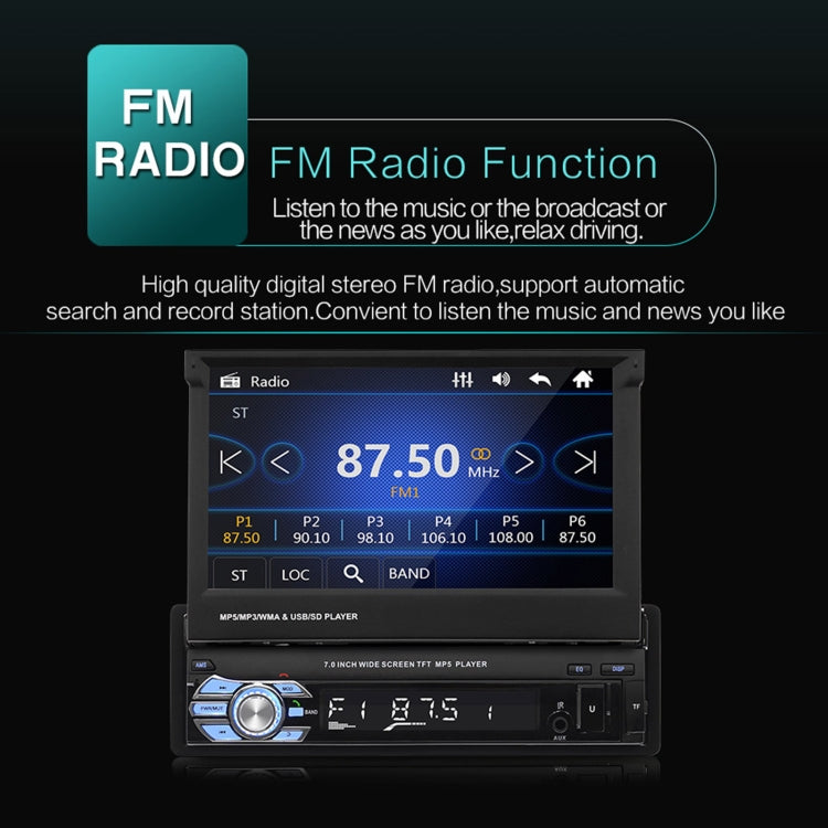 9601 7 inch Car Electric Retractable MP5 Player Supports Bluetooth Hand-free Calling Reverse - Car MP3 & MP4 & MP5 by buy2fix | Online Shopping UK | buy2fix