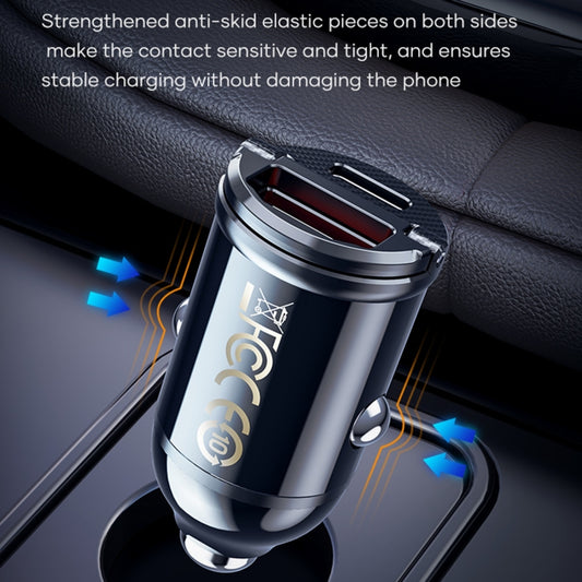 ROCK C13-F H18 Mini Portable Dual Port USB + USB-C / Type-C Car Fast Charger - Car Charger by ROCK | Online Shopping UK | buy2fix