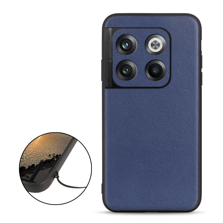 For OnePlus Ace Pro / 10T Lambskin Texture Genuine Leather Phone Case(Blue) - OnePlus Cases by buy2fix | Online Shopping UK | buy2fix