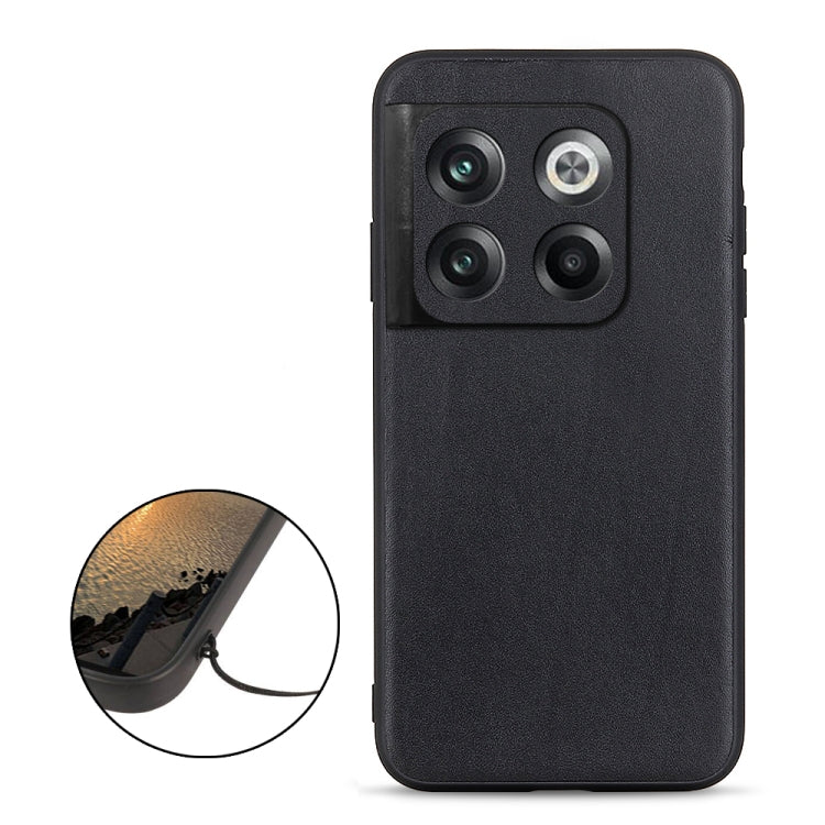 For OnePlus Ace Pro / 10T Lambskin Texture Genuine Leather Phone Case(Black) - OnePlus Cases by buy2fix | Online Shopping UK | buy2fix