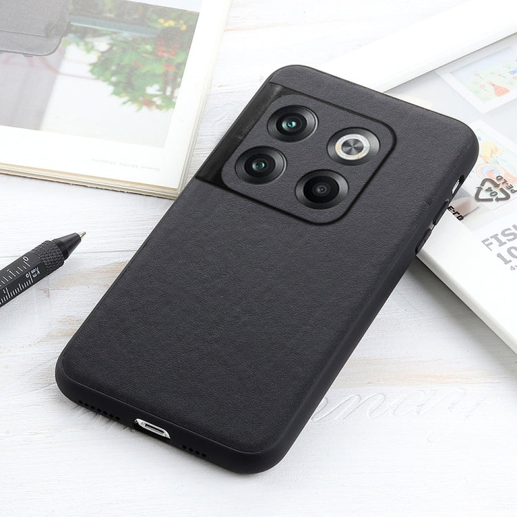 For OnePlus Ace Pro / 10T Lambskin Texture Genuine Leather Phone Case(Black) - OnePlus Cases by buy2fix | Online Shopping UK | buy2fix
