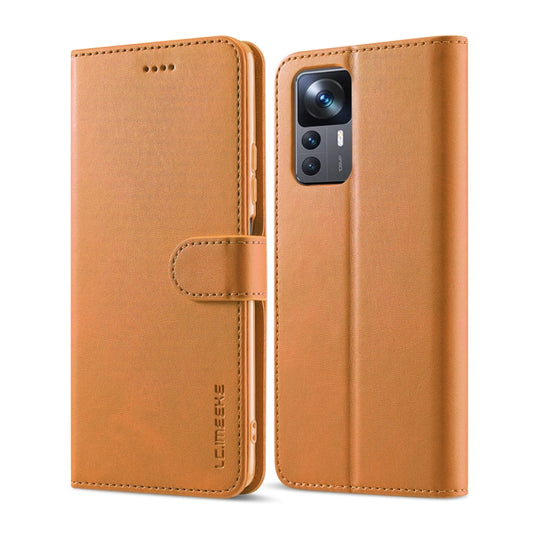For Xiaomi 12T / 12T Pro LC.IMEEKE Calf Texture Leather Phone Case(Yellow) by LC.IMEEKE