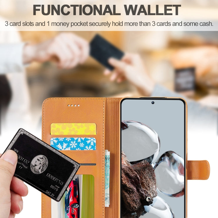 For Xiaomi 12T / 12T Pro LC.IMEEKE Calf Texture Leather Phone Case(Yellow) by LC.IMEEKE