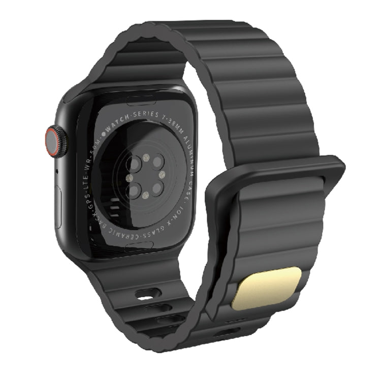 Breathable Skin-friendly Silicone Watch Band For Apple Watch Ultra 49mm / Series 8&7 45mm / SE 2&6&SE&5&4 44mm / 3&2&1 42mm(Black) - Watch Bands by buy2fix | Online Shopping UK | buy2fix