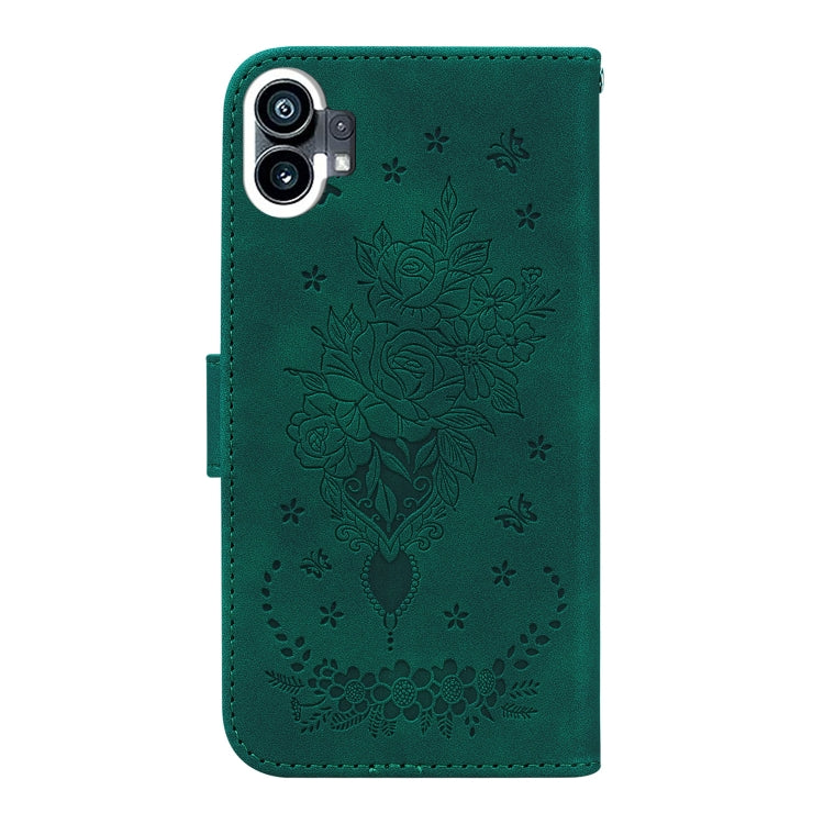 For Nothing Phone 1 Butterfly Rose Embossed Leather Phone Case(Green) - Nothing Cases by buy2fix | Online Shopping UK | buy2fix