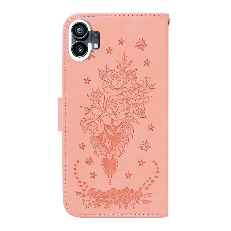 For Nothing Phone 1 Butterfly Rose Embossed Leather Phone Case(Pink) - Nothing Cases by buy2fix | Online Shopping UK | buy2fix