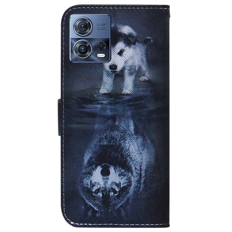 For Motorola Moto S30 Pro 5G / Edge 30 Fusion Coloured Drawing Leather Phone Case(Wolf and Dog) - Motorola Cases by buy2fix | Online Shopping UK | buy2fix