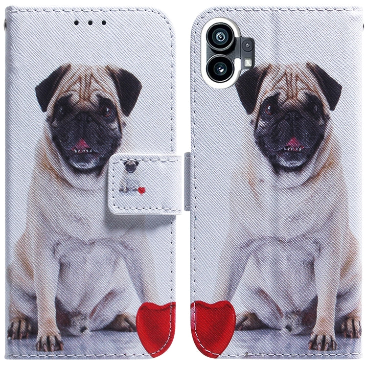 For Nothing Phone 1 Coloured Drawing Leather Phone Case(Pug) - Nothing Cases by buy2fix | Online Shopping UK | buy2fix