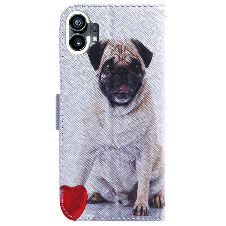 For Nothing Phone 1 Coloured Drawing Leather Phone Case(Pug) - Nothing Cases by buy2fix | Online Shopping UK | buy2fix