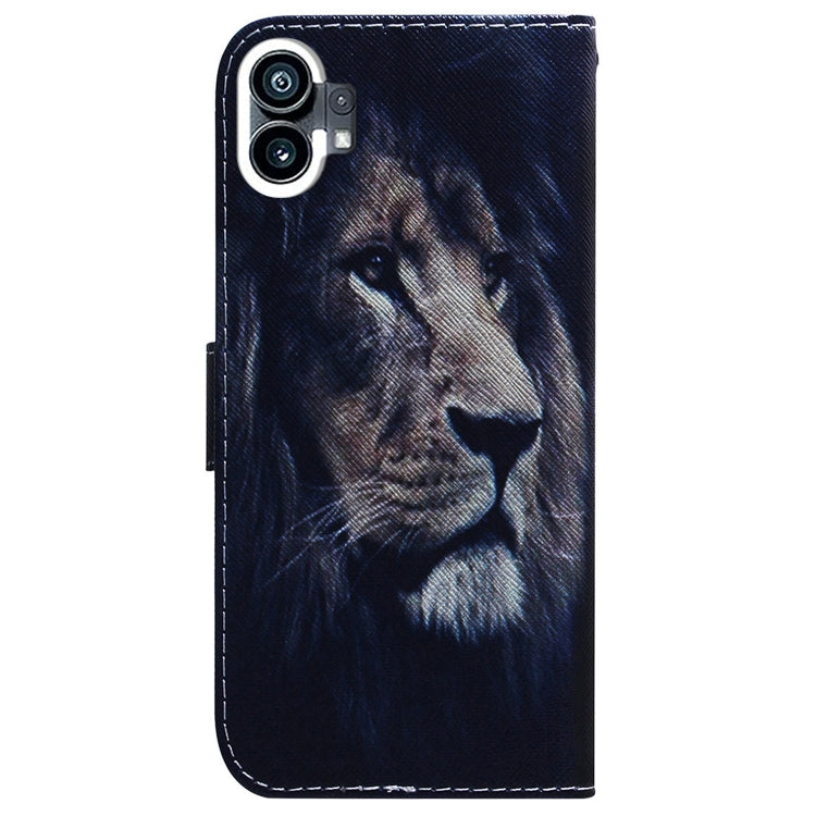For Nothing Phone 1 Coloured Drawing Leather Phone Case(Lion) - Nothing Cases by buy2fix | Online Shopping UK | buy2fix