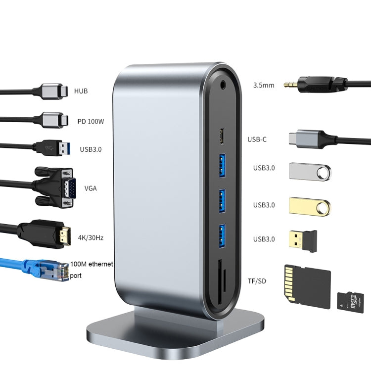 12 in 1 USB-C / Type-C Vertical Multi-interface HUB Adapter by buy2fix