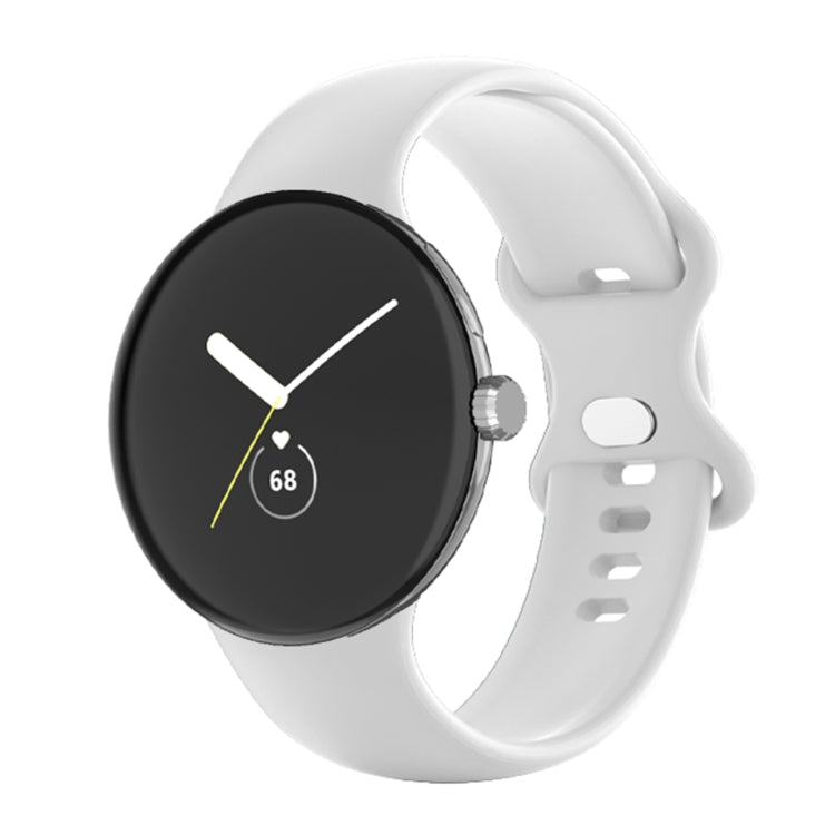 For Google Pixel Watch Single Color Silicone Watch Band Man(White) - Watch Bands by buy2fix | Online Shopping UK | buy2fix