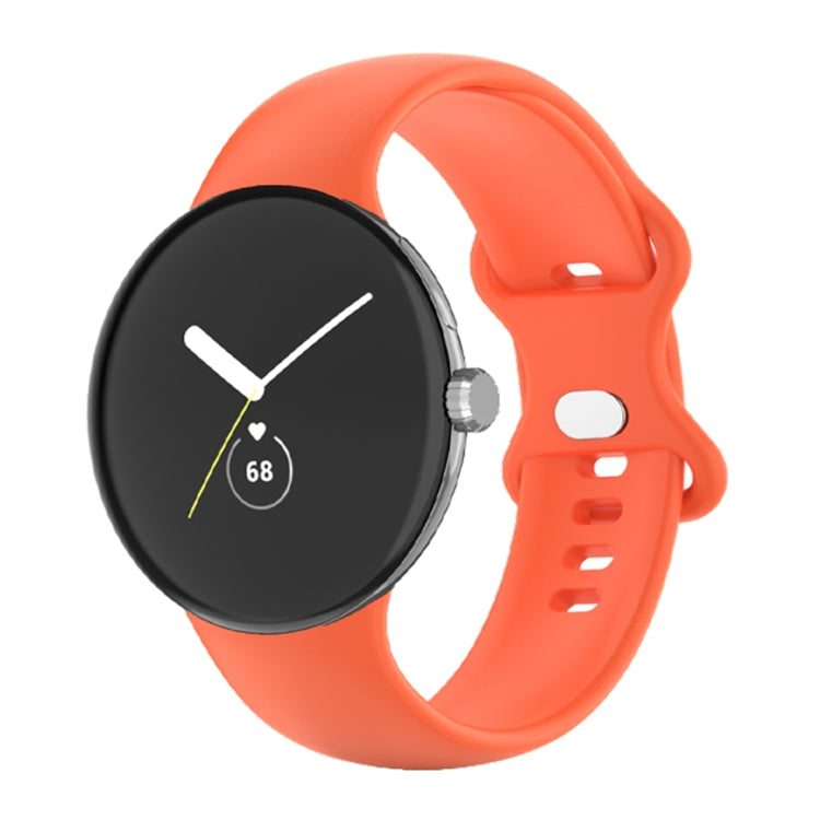 For Google Pixel Watch Single Color Silicone Watch Band Man(Orange) - Watch Bands by buy2fix | Online Shopping UK | buy2fix