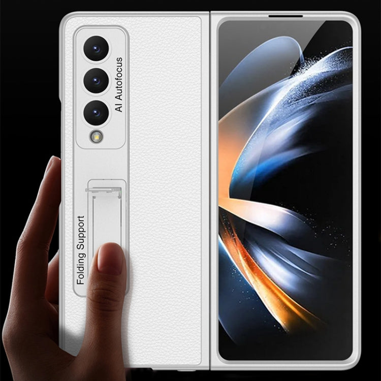 For Samsung Galaxy Z Fold4 GKK Ultra-thin Plain Leather Full Phone Case with Stand(Grey) by GKK