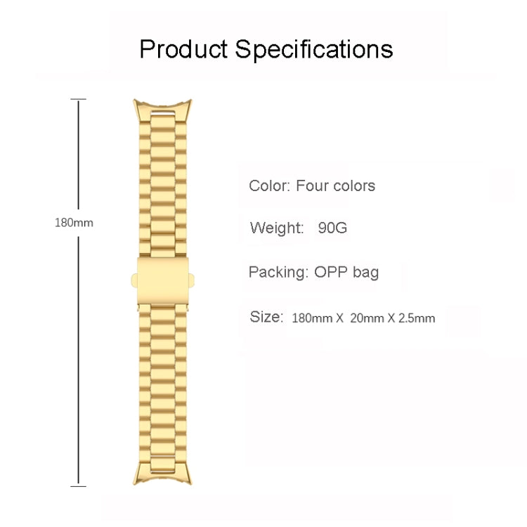 For Google Pixel Watch Three Strains Stainless Steel Metal Watch Band(Rose Gold) - Watch Bands by buy2fix | Online Shopping UK | buy2fix