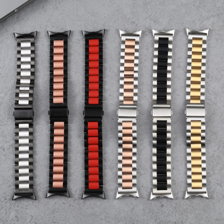 For Google Pixel Watch Three Strains Stainless Steel Metal Watch Band(Silver) by buy2fix