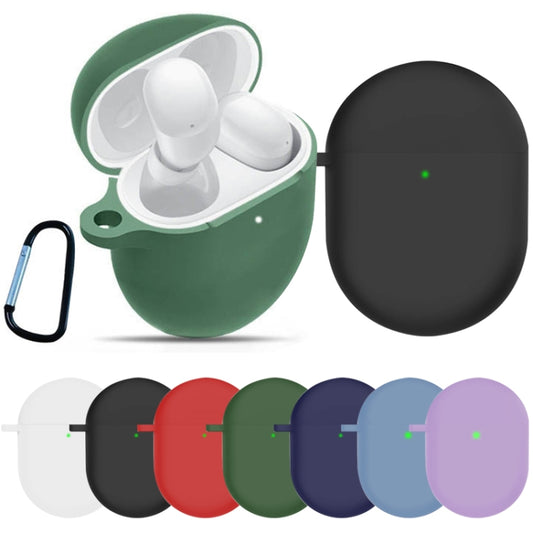 For Redmi Buds4 Silicone Earphone Protective Case with D Carabiner(Black) by buy2fix